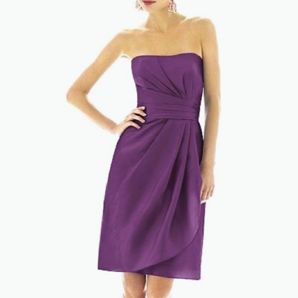 Alfred Sung NWT Veronica Majestic Purple Strapless Mini Dress